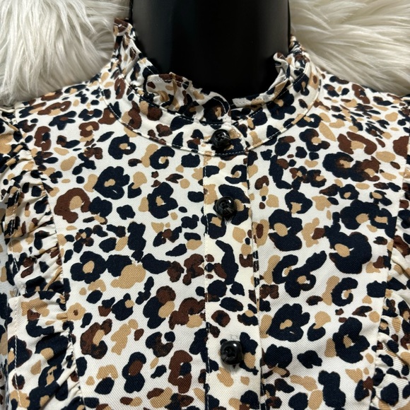 Anthro Maeve Katia Ruffled Long sleeve Button Down Size 0 - Picture 2 of 11